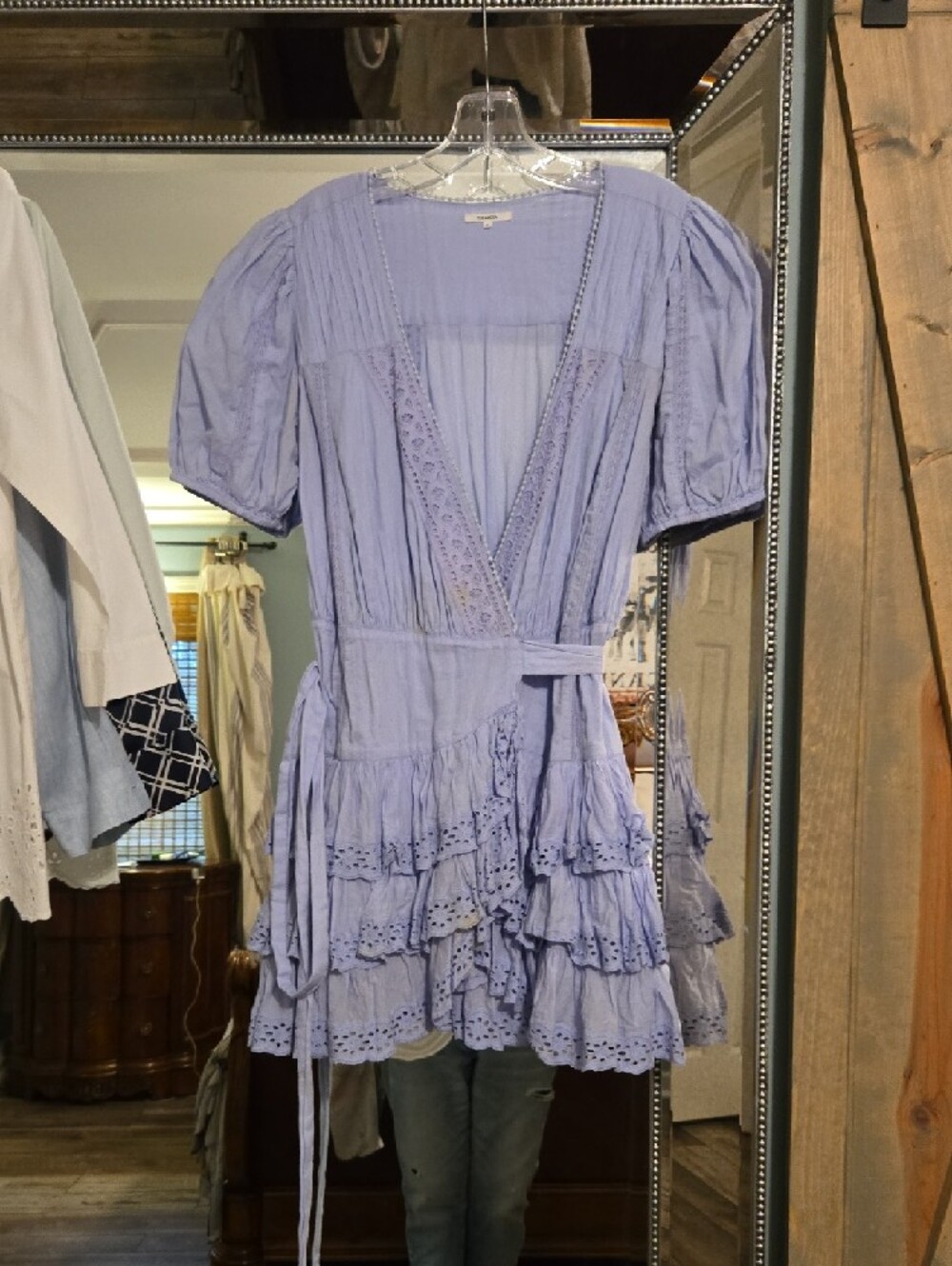 Tularosa Lavender Eyelet Wrap Mini Dress - Picture 6 of 8